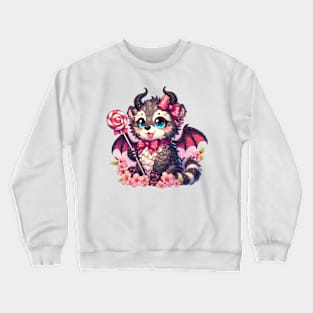 Kawaii Binturong Dragon with Lollipop Crewneck Sweatshirt